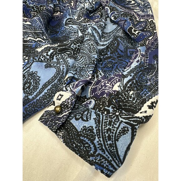 Dressbarn Womens Paisley Print Long Sleeve Blouse Size L Boho Cottage Geometric - Picture 3 of 4
